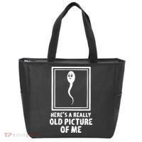 HereS A Really Old Picture Of Me Funny Fun Sperm Birthday Tote Bag thumb 0