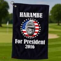 Harambe For President Golf Towel thumb 1