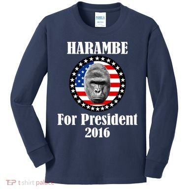 Harambe For President Kids Long Sleeve Shirt