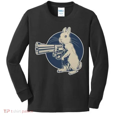 Hare Trigger Gangster Bunny Kids Long Sleeve Shirt