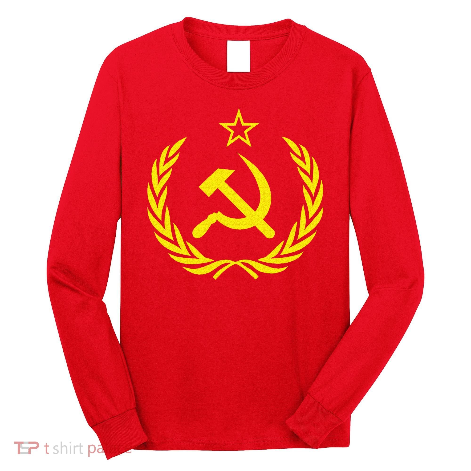 Hammer And Sickle Star CCCP Soviet Union Red Long Sleeve Shirt