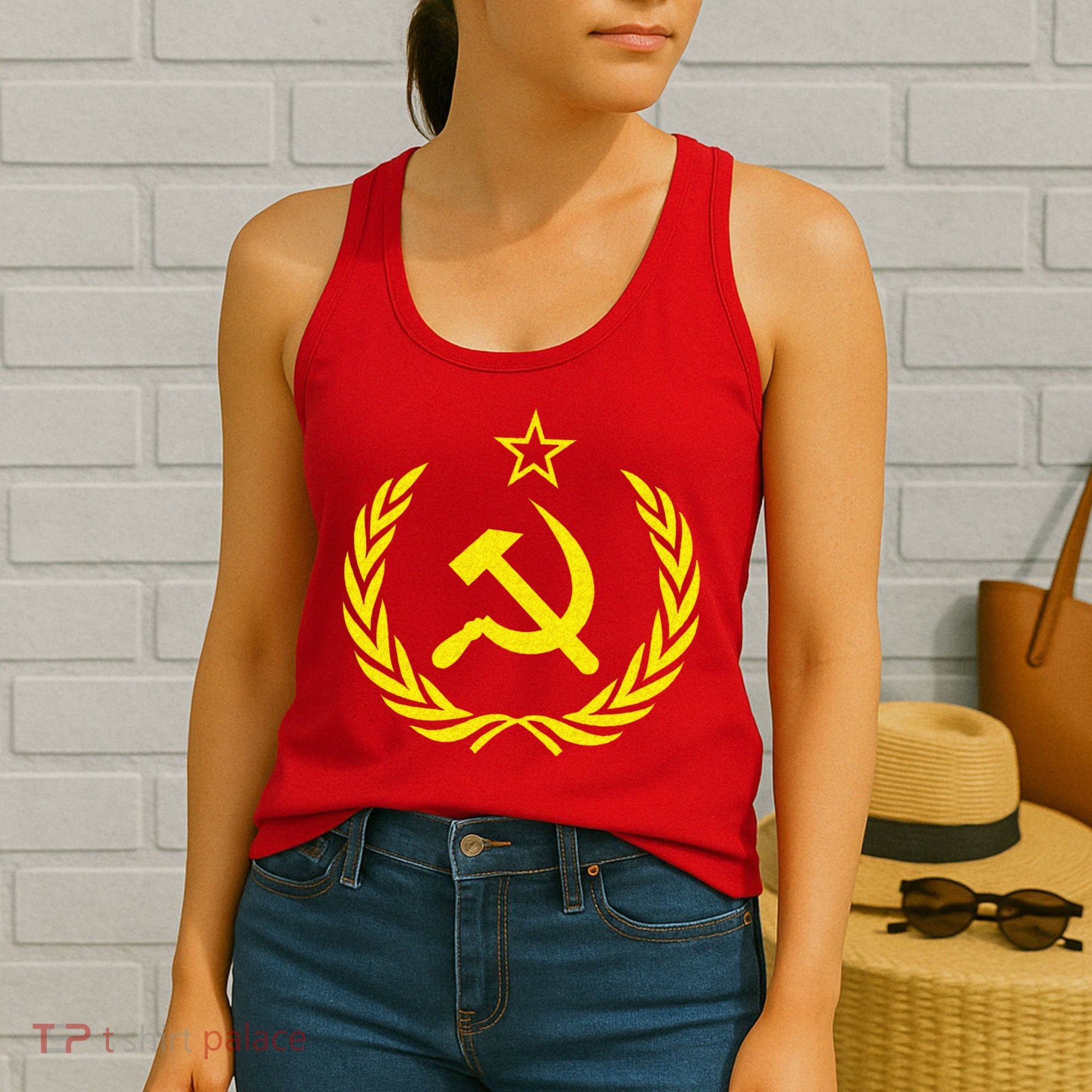 Hammer And Sickle Star CCCP Soviet Union Red Women's Tank Top