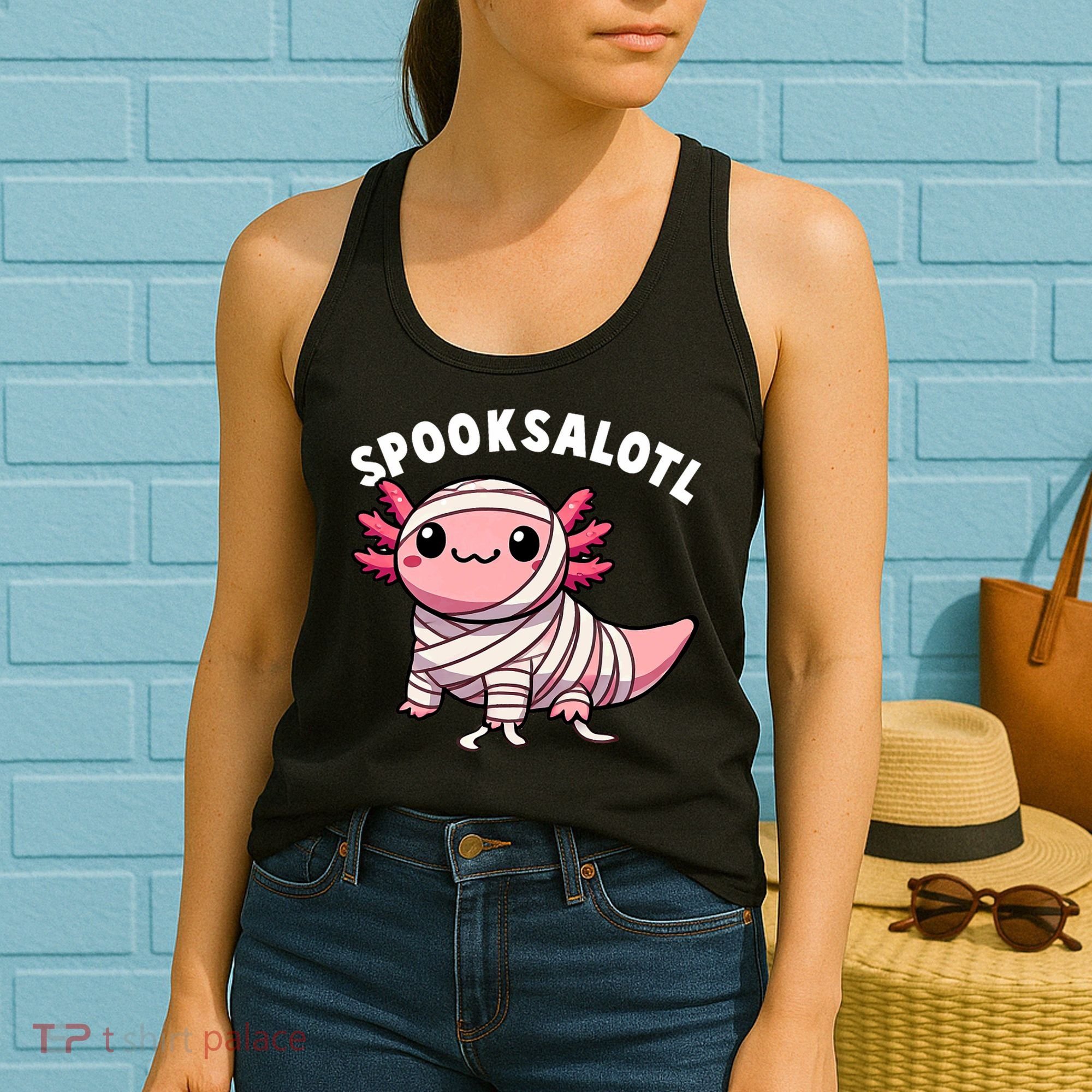 Halloween Axolotl Spooksalotl Funny Axolotl Women's Tank Top