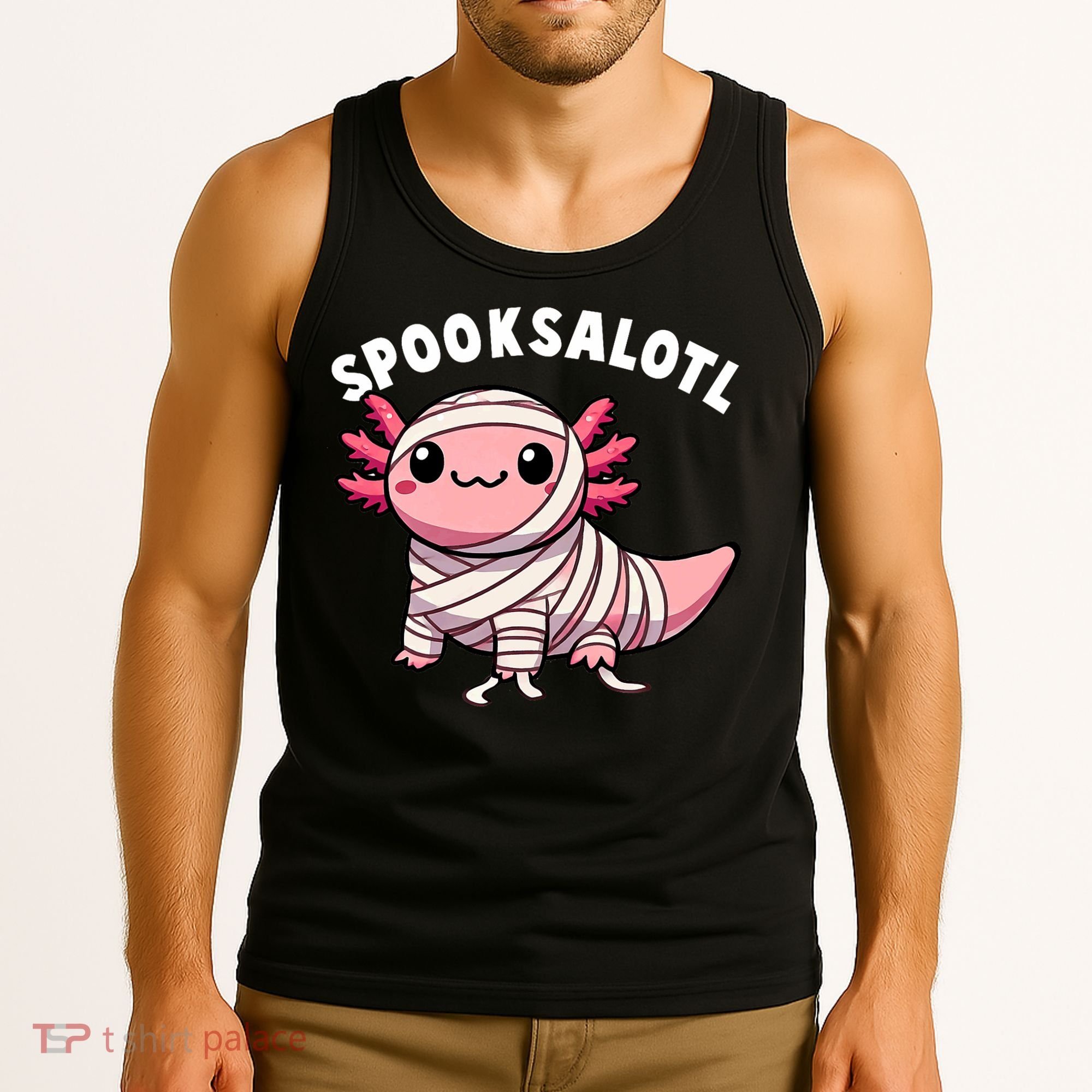 Halloween Axolotl Spooksalotl Funny Axolotl Tank Top