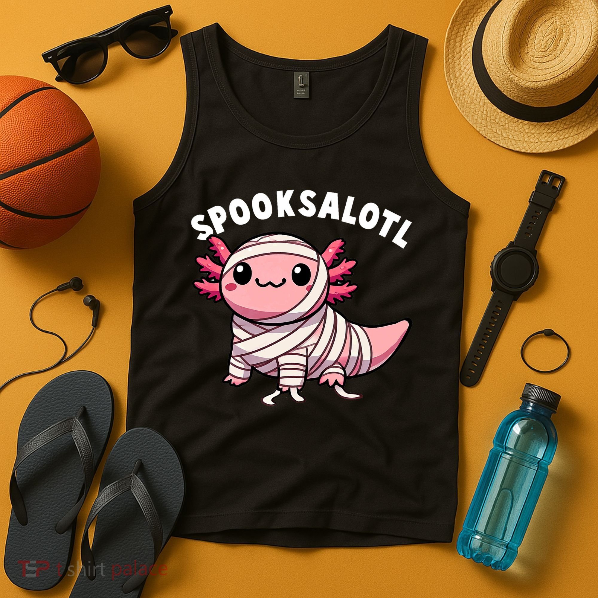 Halloween Axolotl Spooksalotl Funny Axolotl Tank Top