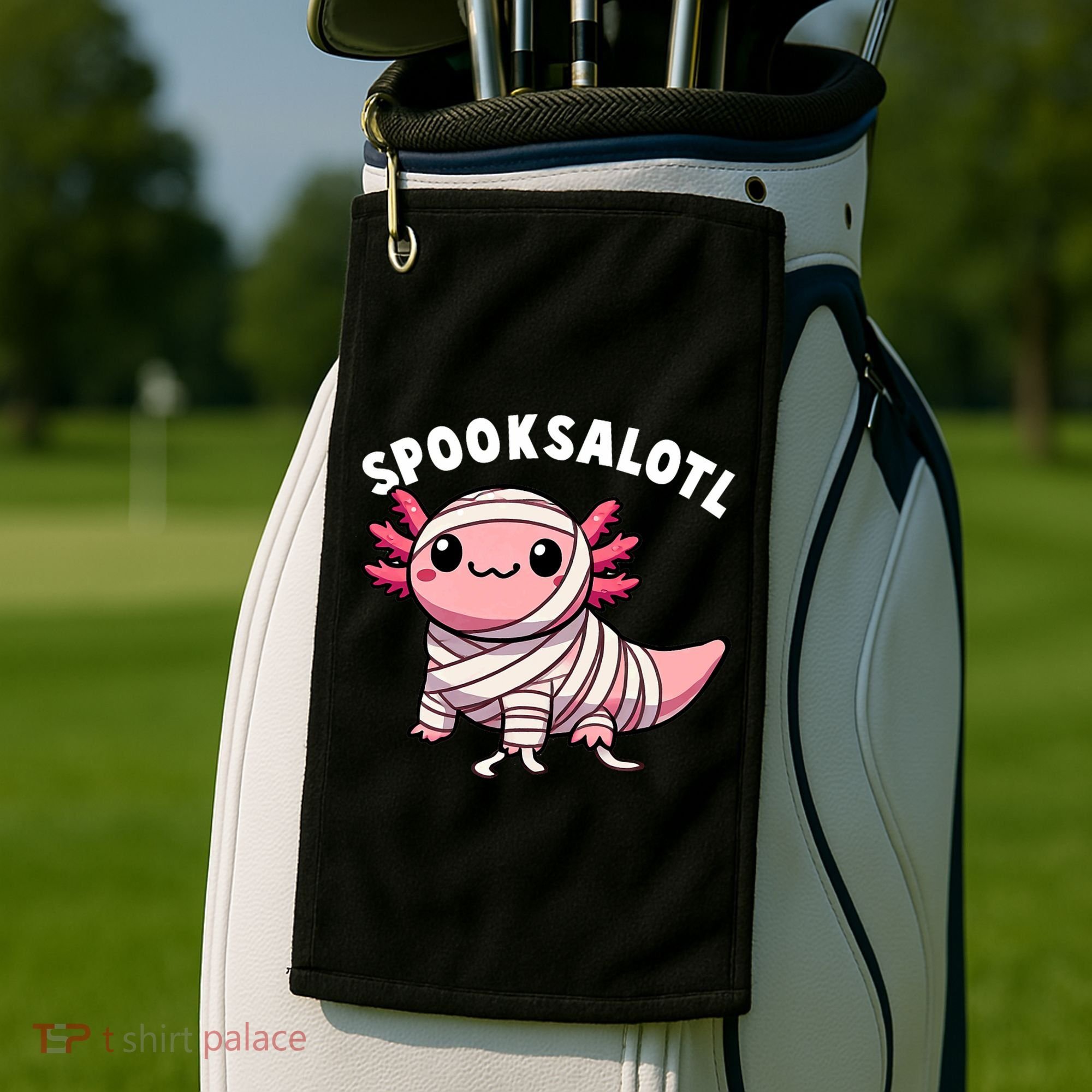 Halloween Axolotl Spooksalotl Funny Axolotl Golf Towel