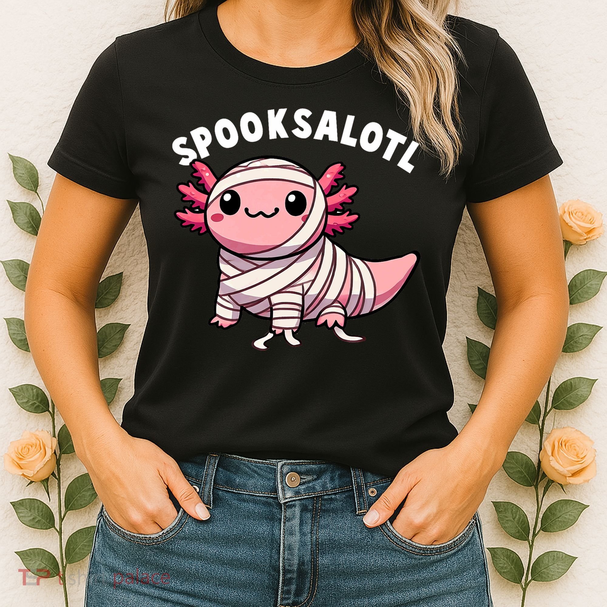 Halloween Axolotl Spooksalotl Funny Axolotl Women's T-Shirt