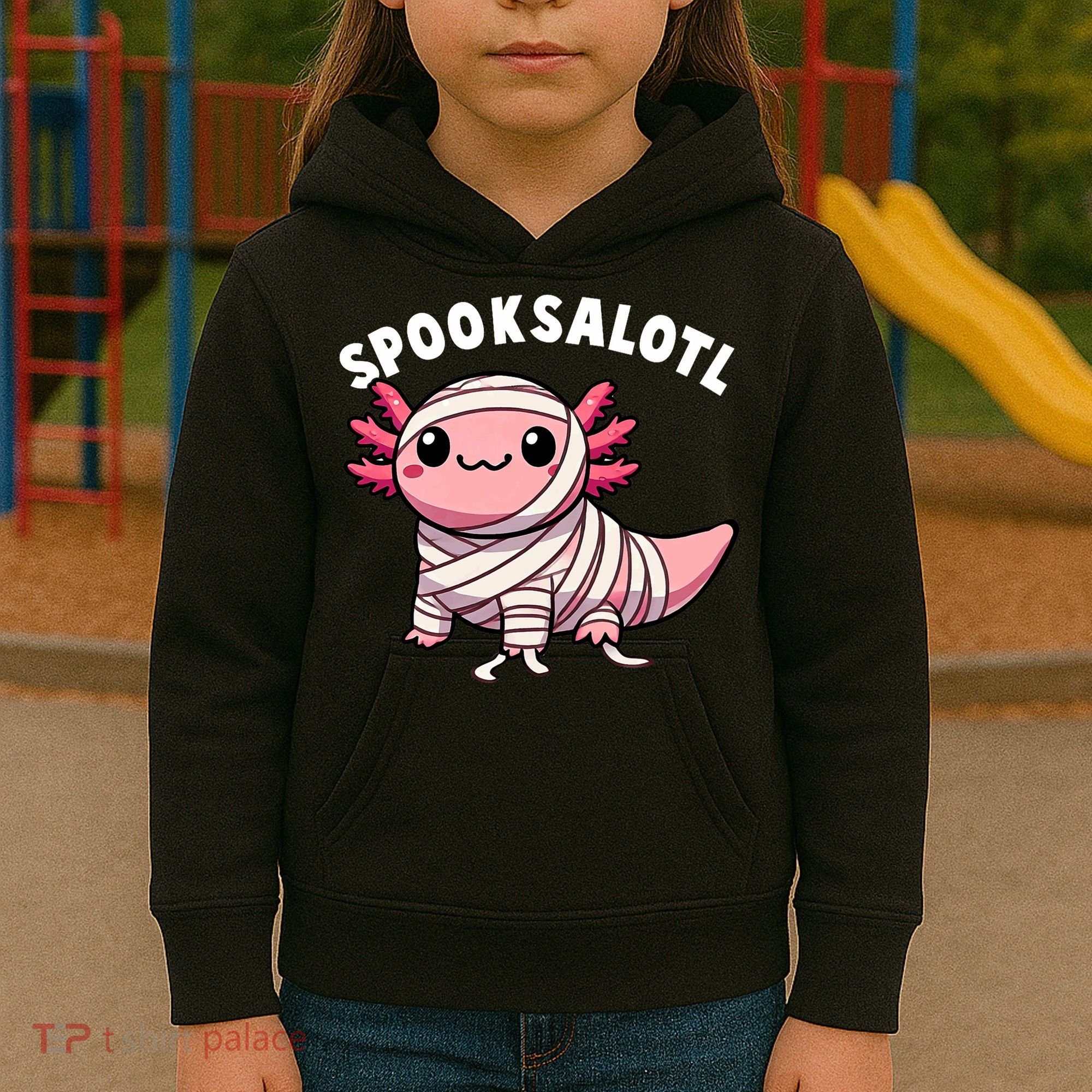 Halloween Axolotl Spooksalotl Funny Axolotl Kids Hoodie