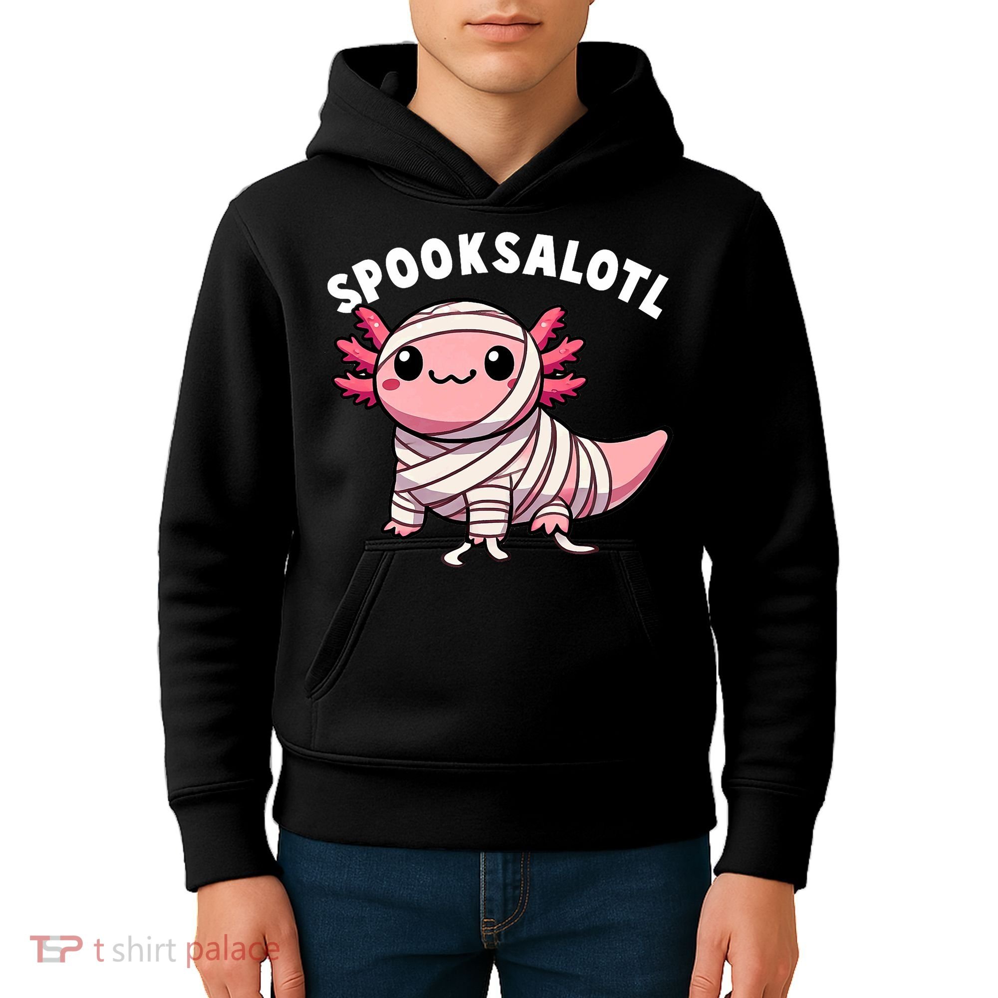 Halloween Axolotl Spooksalotl Funny Axolotl Kids Hoodie