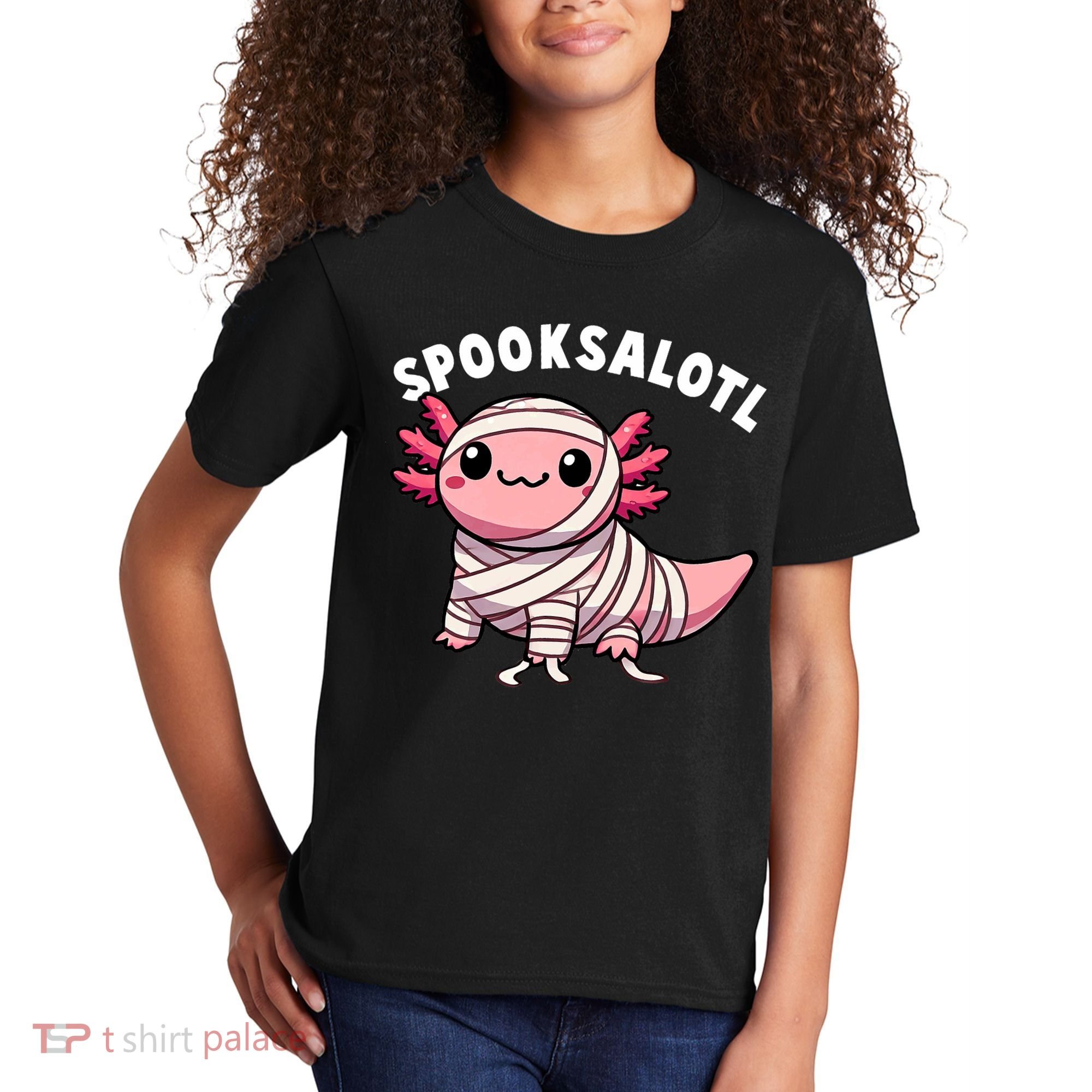 Halloween Axolotl Spooksalotl Funny Axolotl Kids T-Shirt