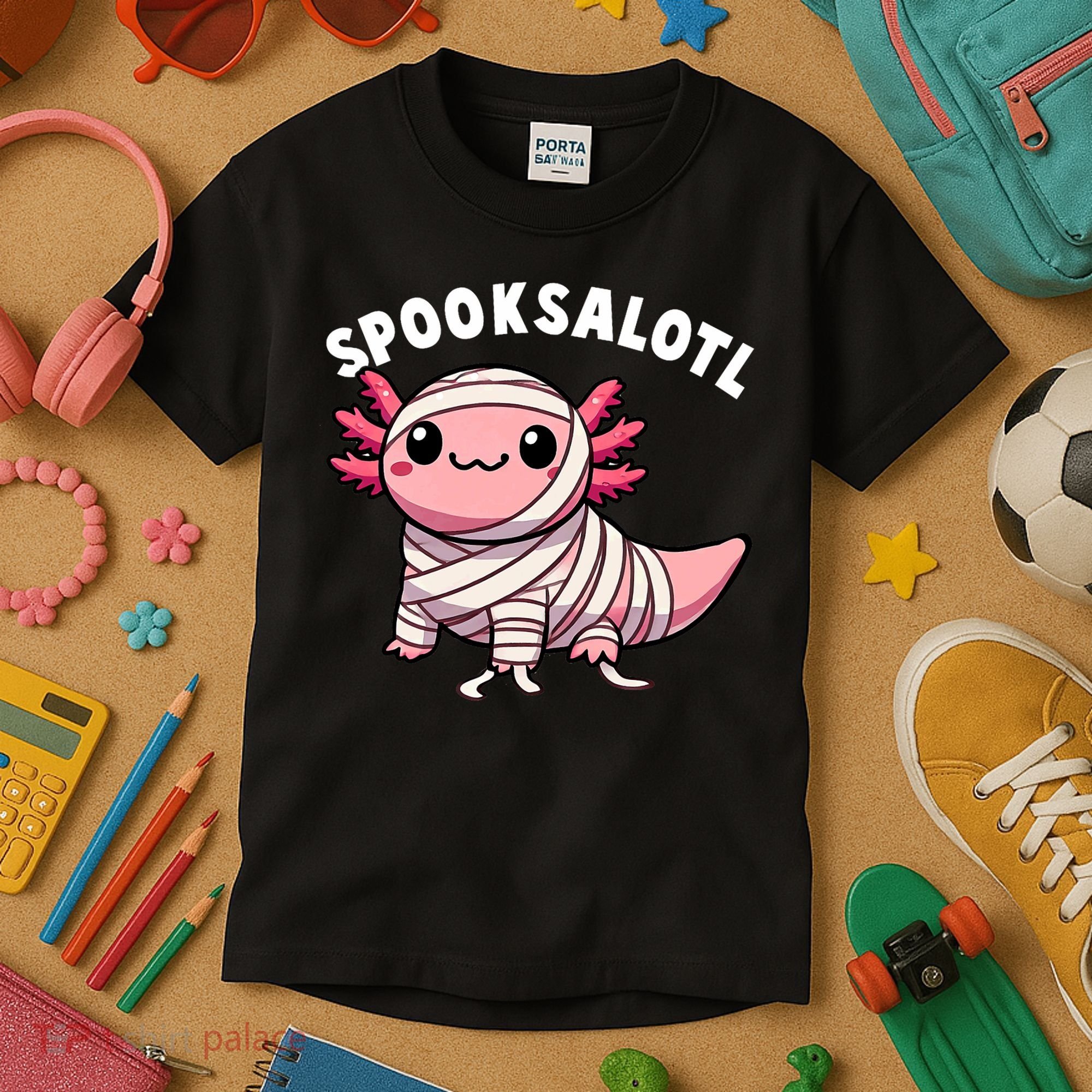 Halloween Axolotl Spooksalotl Funny Axolotl Kids T-Shirt