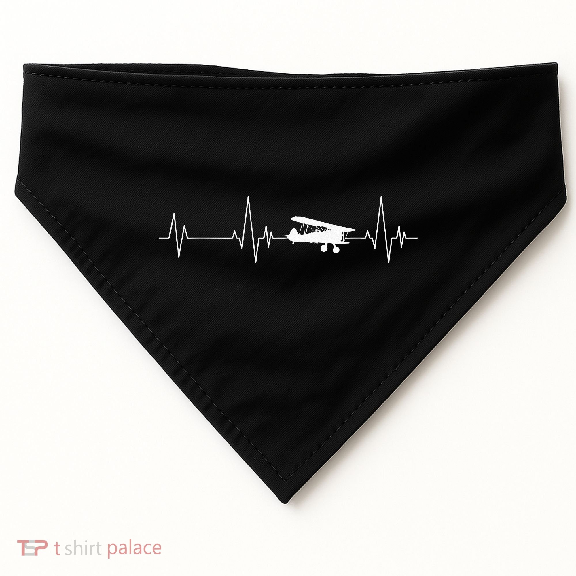 Heartbeat Airplane Single Engine EKG Aviator Flying Pilot USA-Made Doggie Bandana