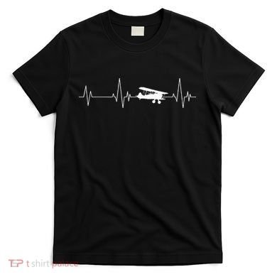 Heartbeat Airplane Single Engine EKG Aviator Flying Pilot T-Shirt