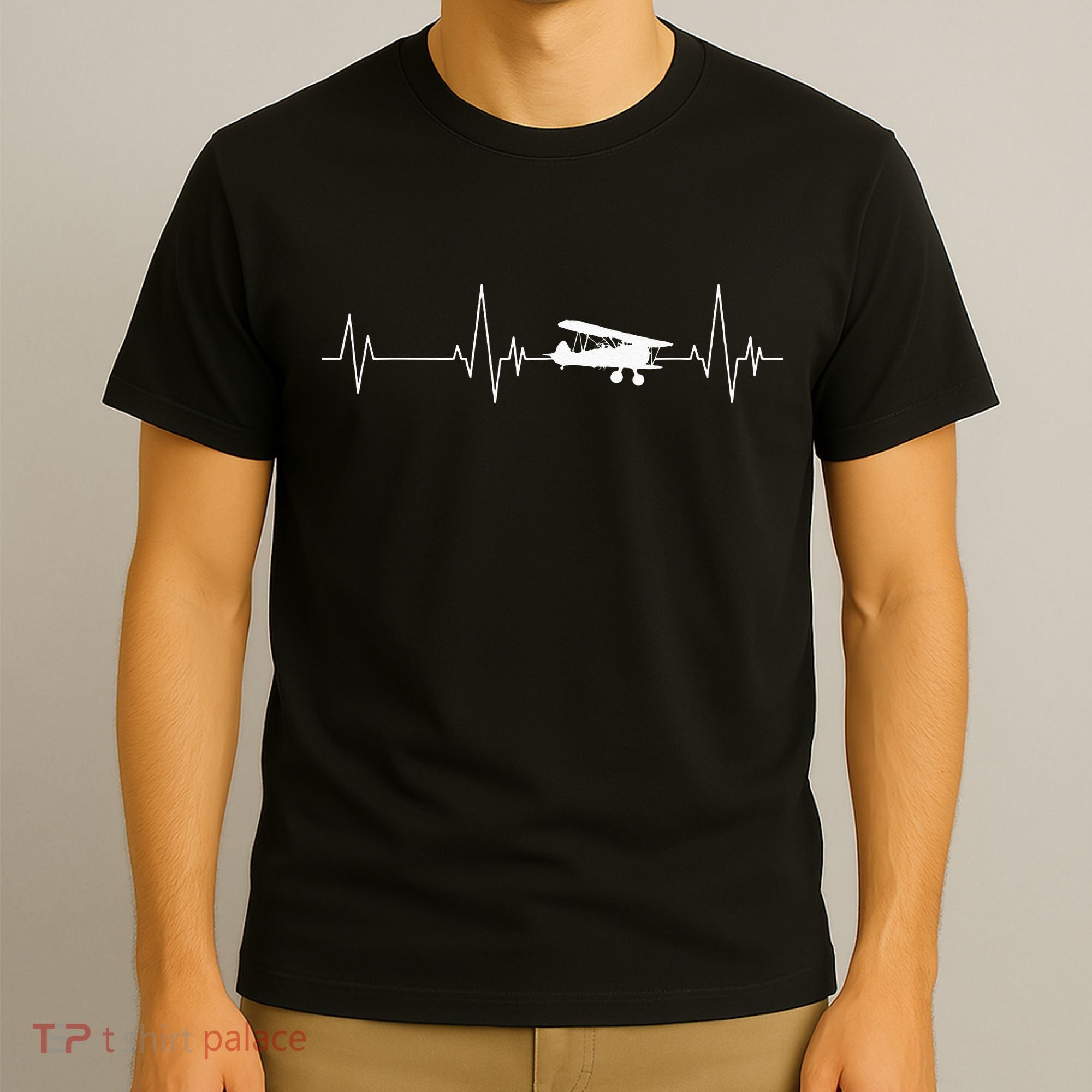Heartbeat Airplane Single Engine EKG Aviator Flying Pilot T-Shirt