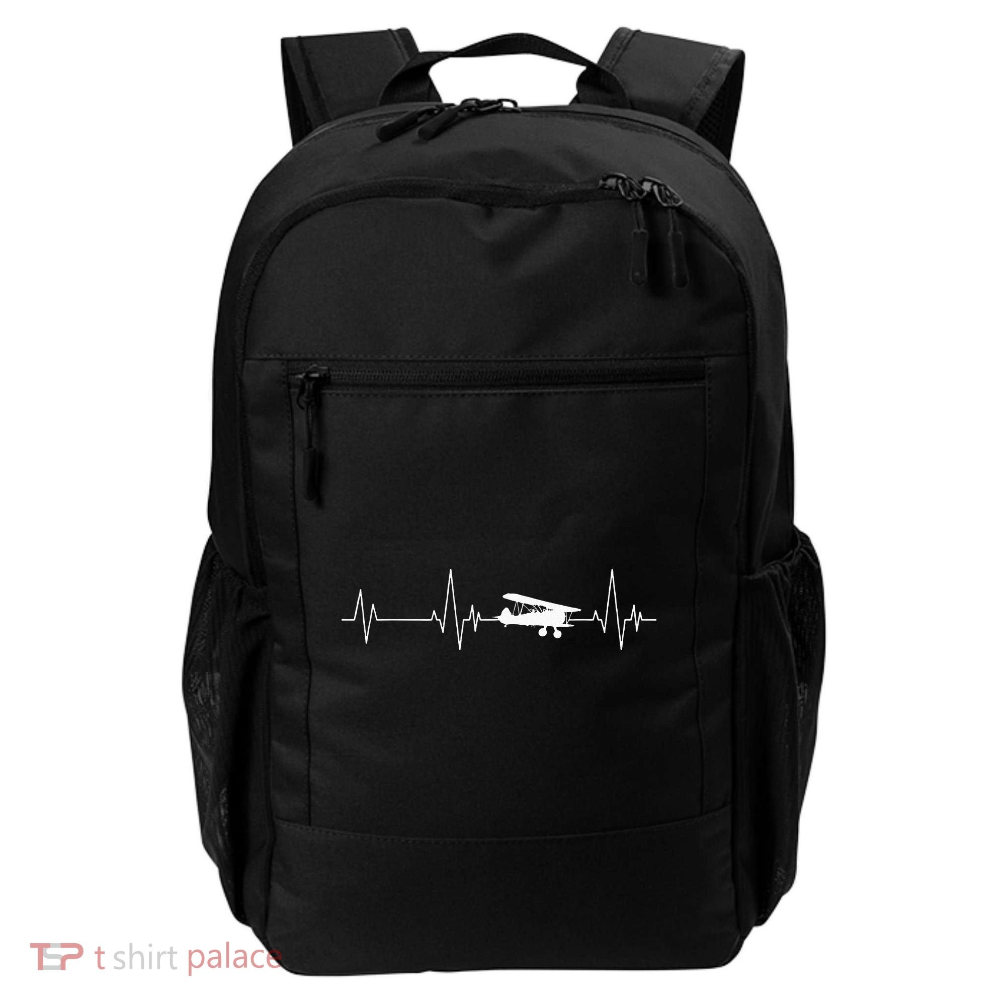 Heartbeat Airplane Single Engine EKG Aviator Flying Pilot Backpack