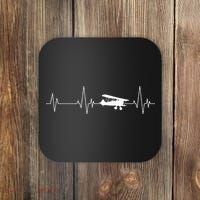 Heartbeat Airplane Single Engine EKG Aviator Flying Pilot Coaster thumb 0