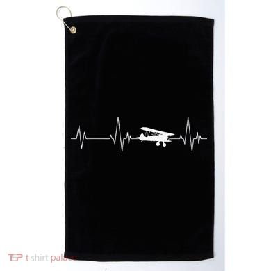 Heartbeat Airplane Single Engine EKG Aviator Flying Pilot Golf Towel