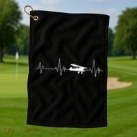 Heartbeat Airplane Single Engine EKG Aviator Flying Pilot Golf Towel thumb 1