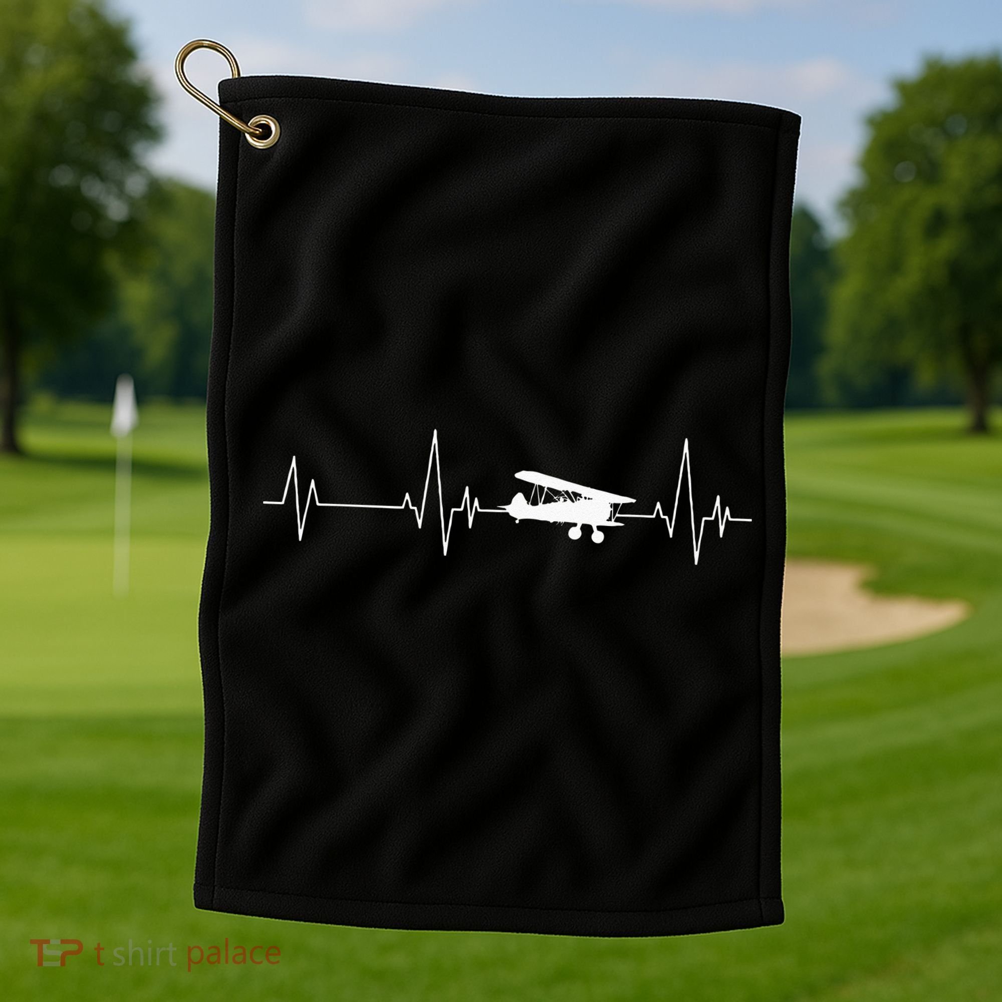 Heartbeat Airplane Single Engine EKG Aviator Flying Pilot Golf Towel
