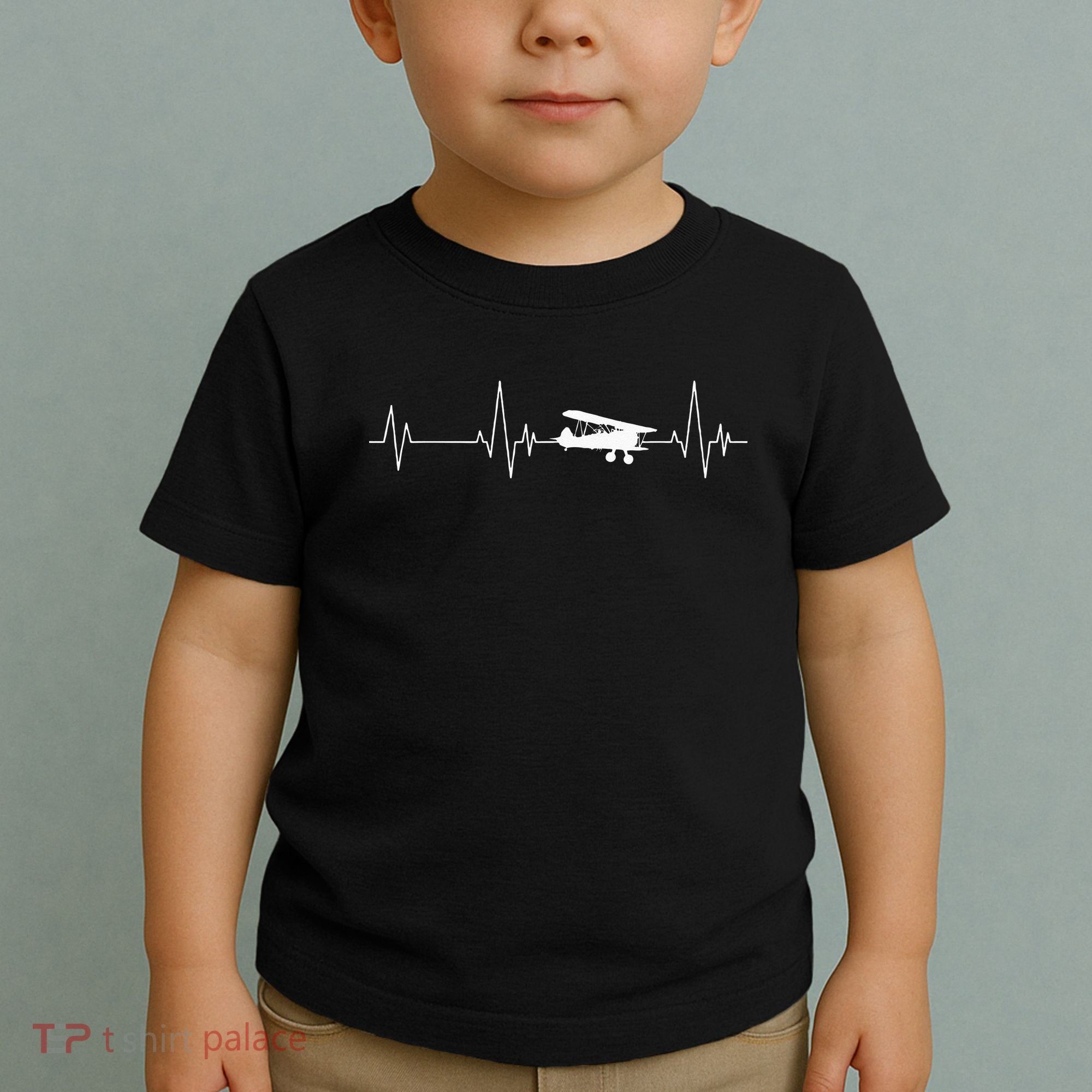Heartbeat Airplane Single Engine EKG Aviator Flying Pilot Toddler T-Shirt