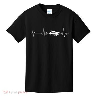Heartbeat Airplane Single Engine EKG Aviator Flying Pilot Kids T-Shirt