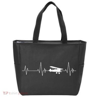 Heartbeat Airplane Single Engine EKG Aviator Flying Pilot Tote Bag