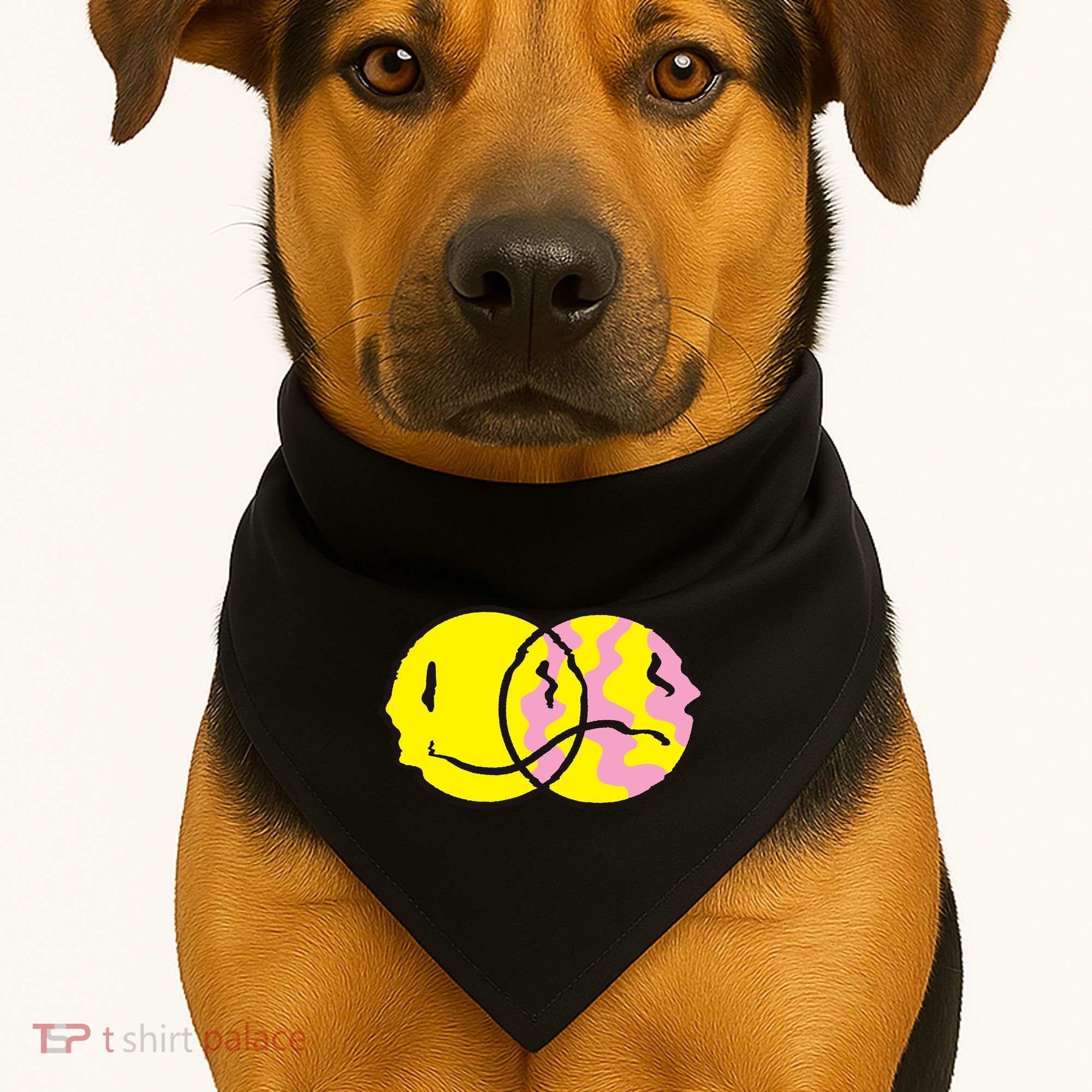 Happy And Sad Emoji USA-Made Doggie Bandana