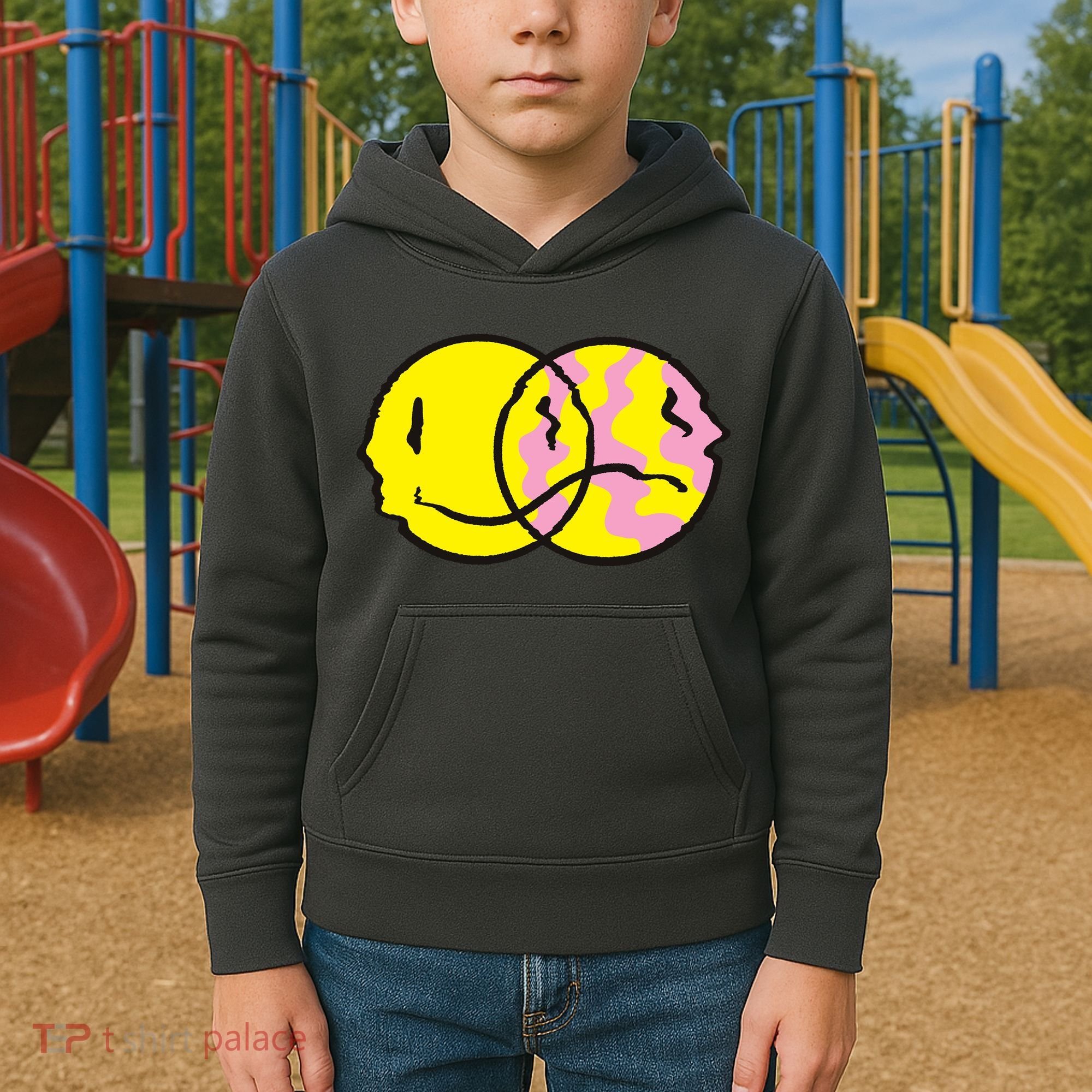 Happy And Sad Emoji Kids Hoodie