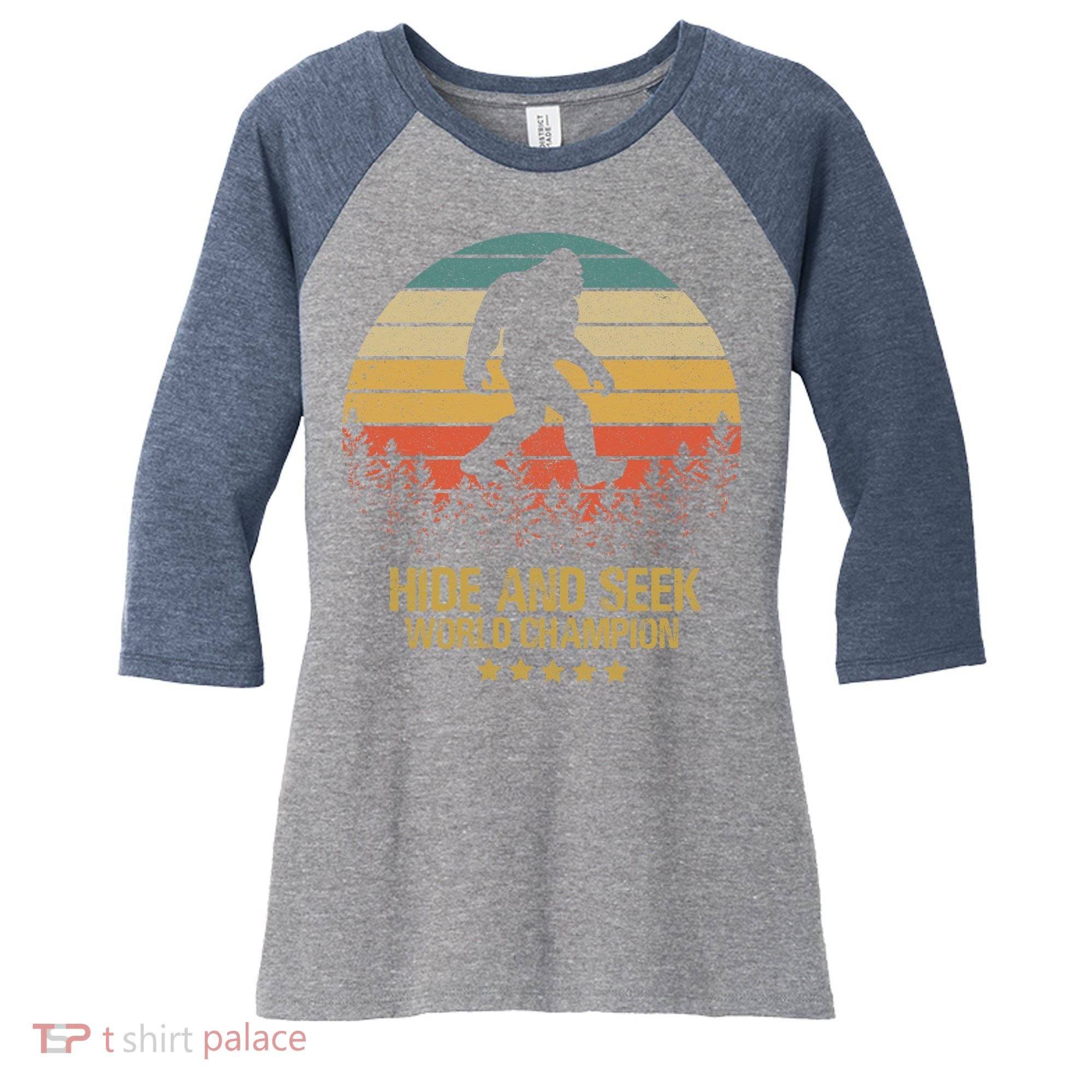 Hide And Seek World Champion Sasquatch Women's Tri-Blend 3/4-Sleeve Raglan Shirt