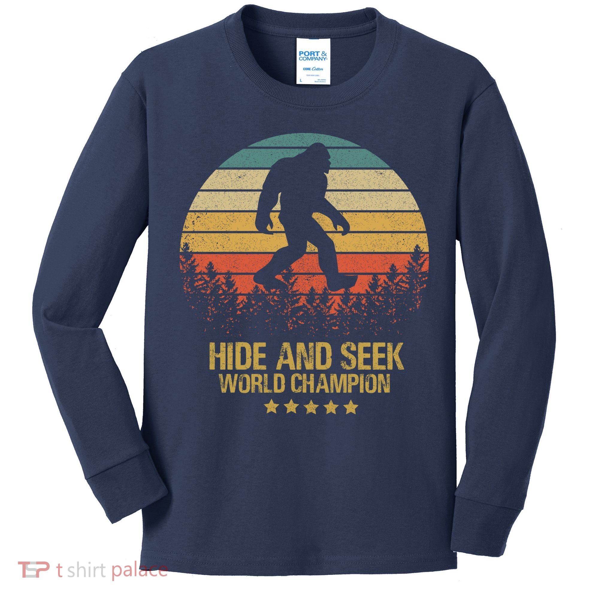Hide And Seek World Champion Sasquatch Kids Long Sleeve Shirt