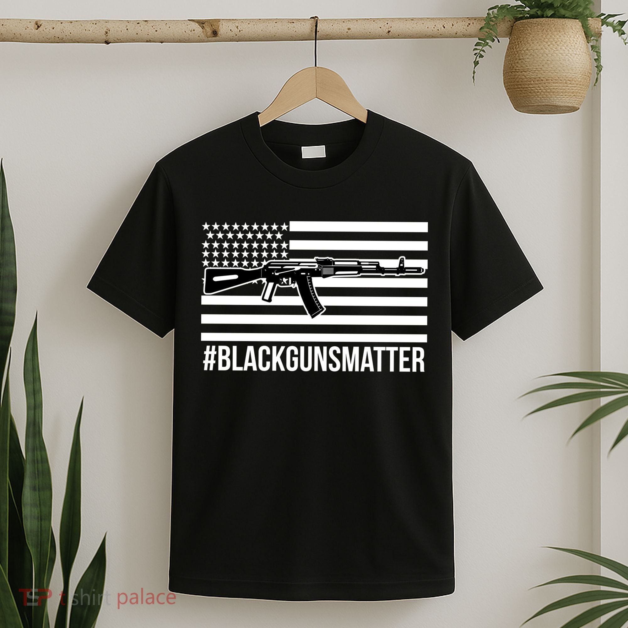 Hashtag Black Guns Matter #blackgunsmatter USA Flag T-Shirt