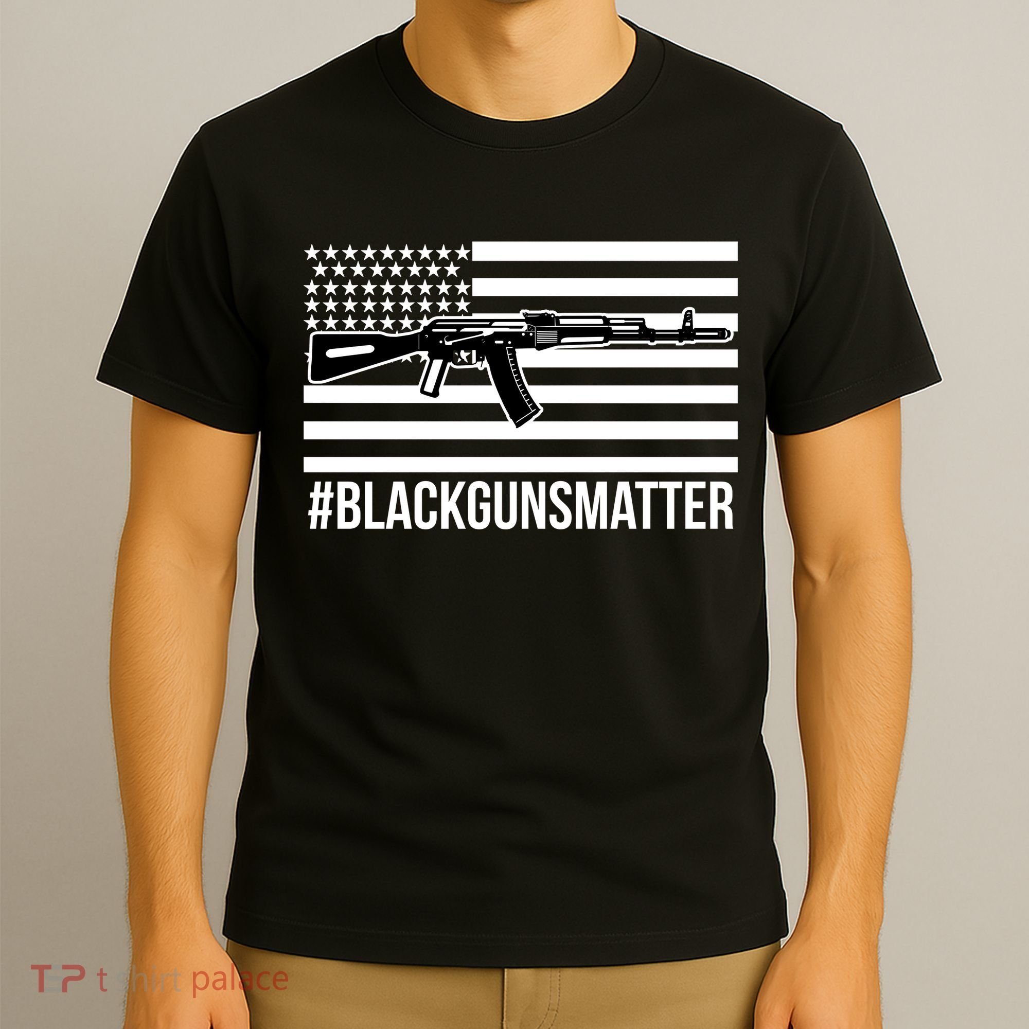 Hashtag Black Guns Matter #blackgunsmatter USA Flag T-Shirt