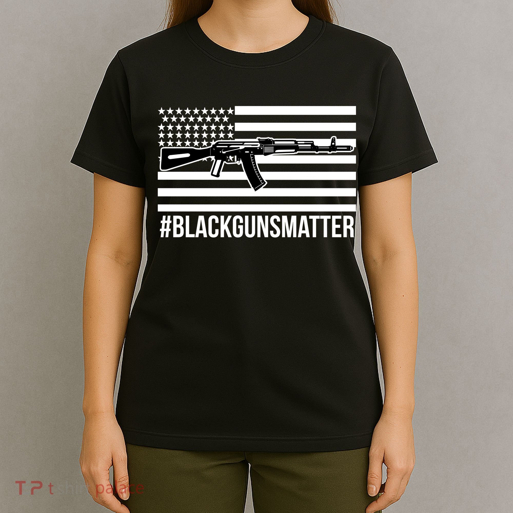 Hashtag Black Guns Matter #blackgunsmatter USA Flag T-Shirt