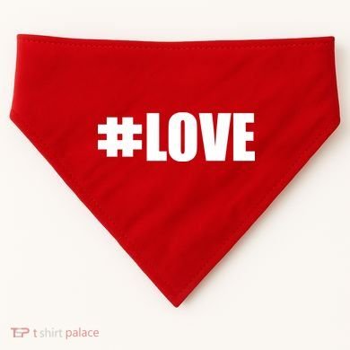 Hashtag Love #Love Valentine's Day Logo USA-Made Doggie Bandana
