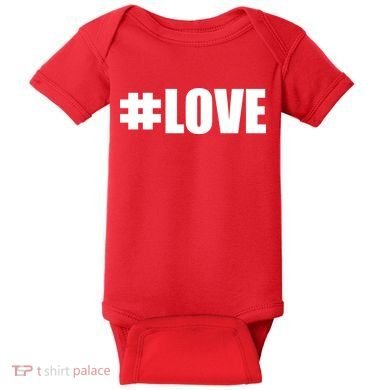 Hashtag Love #Love Valentine's Day Logo Baby Bodysuit