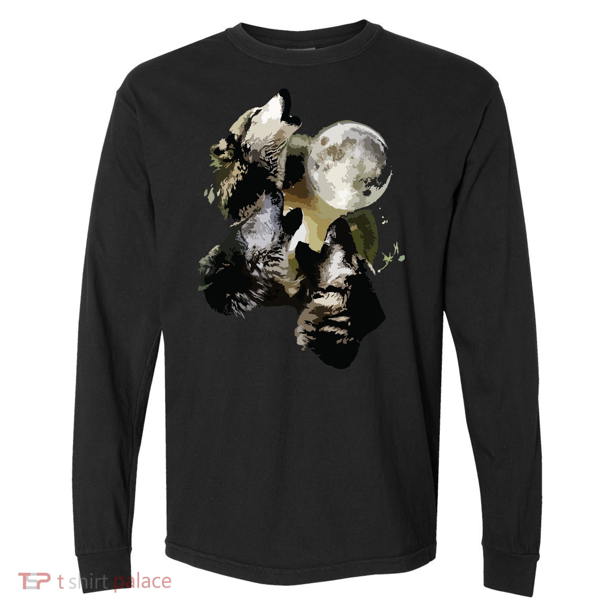 Howling At The Moon Wolves Wolf Animal Comfort Colors Heavyweight Long Sleeve T-Shirt