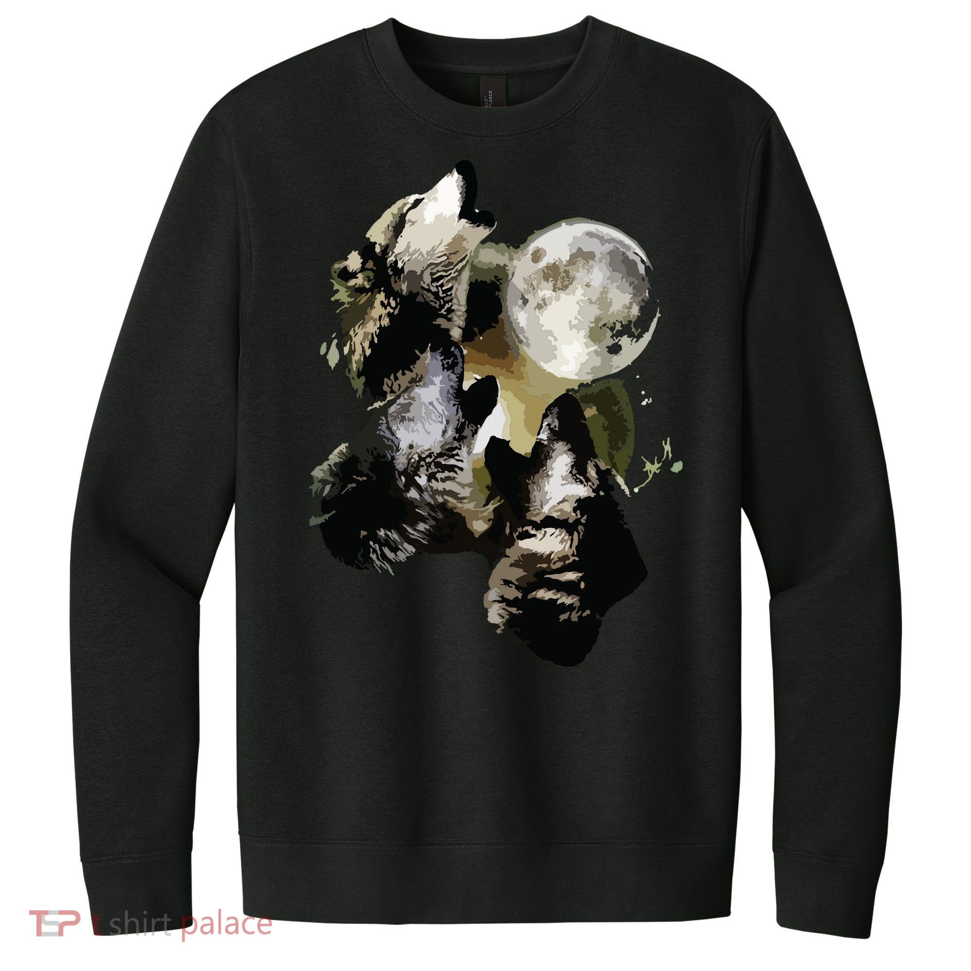 Howling At The Moon Wolves Wolf Animal V.I.T. Fleece Crew Sweatshirt