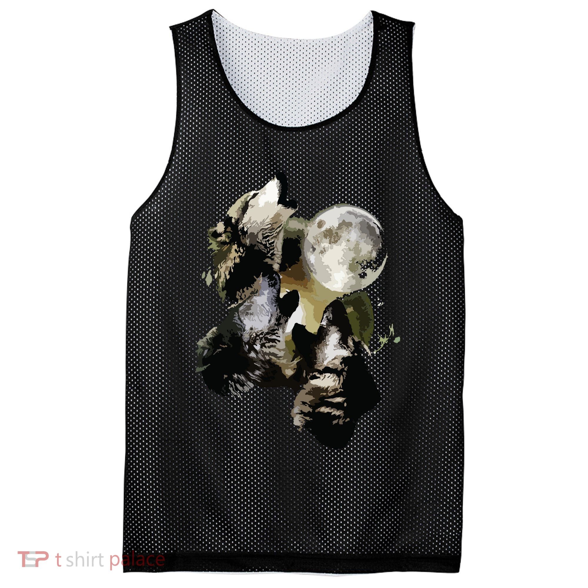 Howling At The Moon Wolves Wolf Animal Mesh Reversible Basketball Jersey Tank