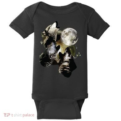 Howling At The Moon Wolves Wolf Animal Baby Bodysuit