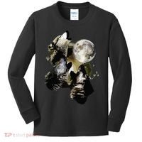 Howling At The Moon Wolves Wolf Animal Kids Long Sleeve Shirt thumb 0
