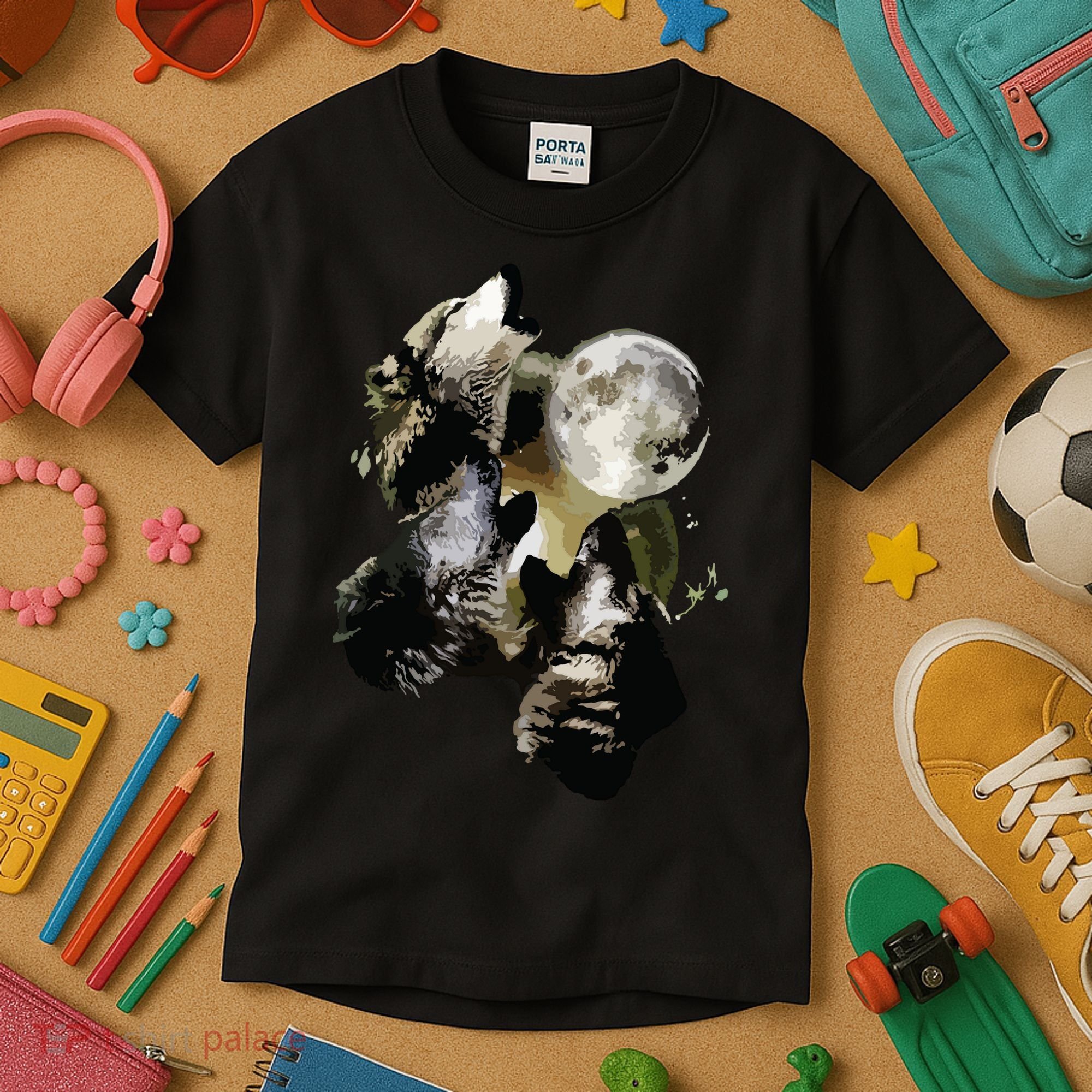 Howling At The Moon Wolves Wolf Animal Kids T-Shirt