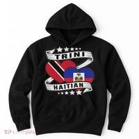 Haitian And Trini Half Trinidad & Tobago Haiti Flag Hoodie thumb 0