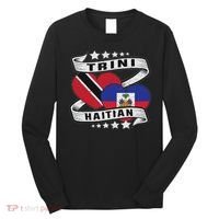 Haitian And Trini Half Trinidad & Tobago Haiti Flag Long Sleeve Shirt thumb 0