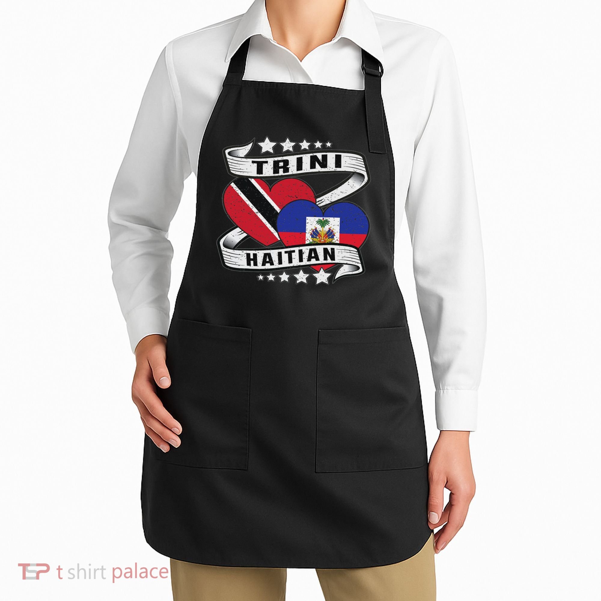 Haitian And Trini Half Trinidad & Tobago Haiti Flag Apron