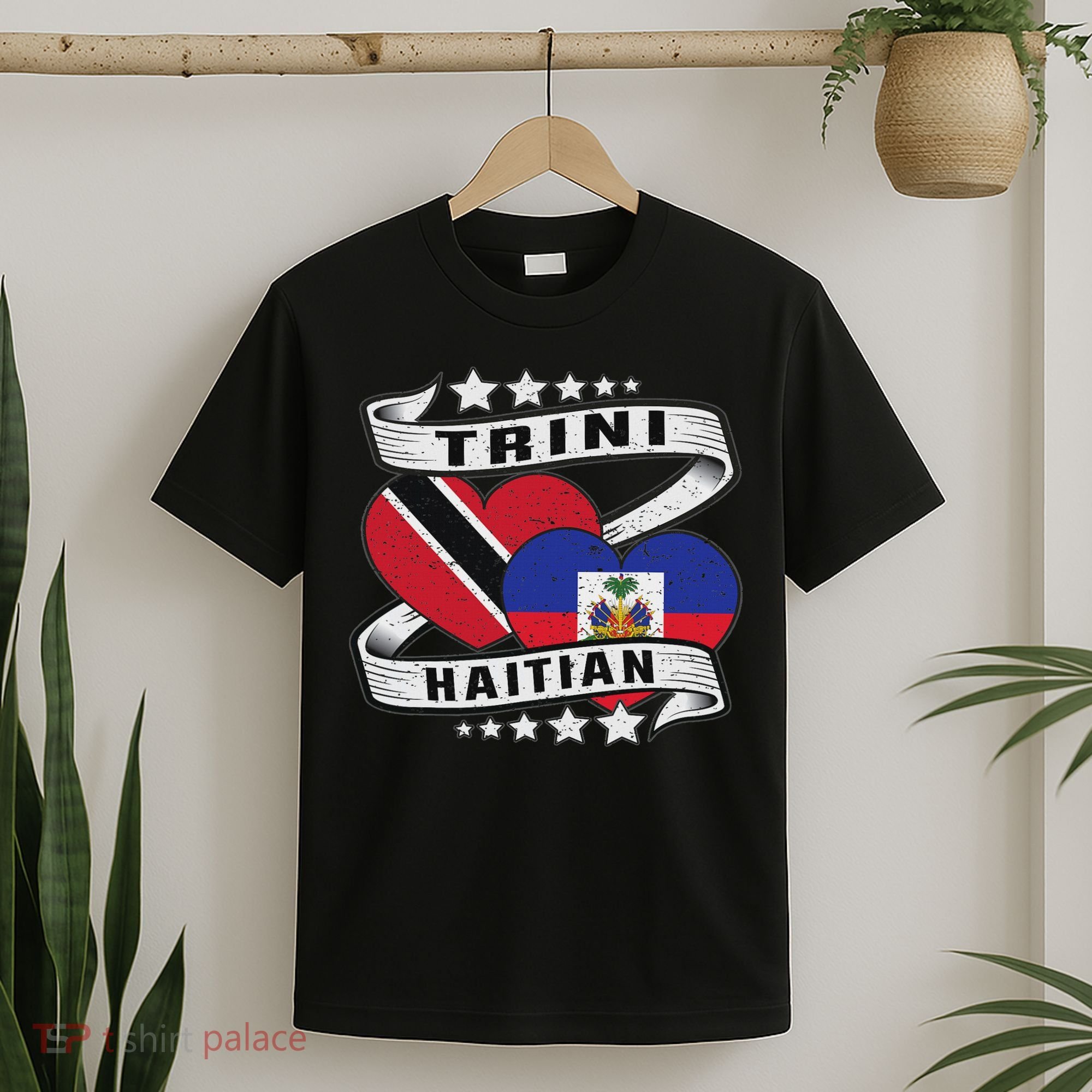 Haitian And Trini Half Trinidad & Tobago Haiti Flag T-Shirt