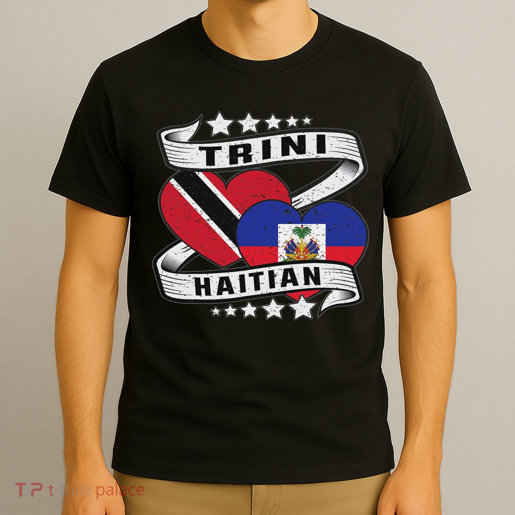 Haitian And Trini Half Trinidad & Tobago Haiti Flag T-Shirt