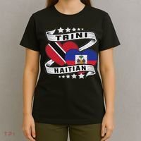 Haitian And Trini Half Trinidad & Tobago Haiti Flag T-Shirt thumb 4