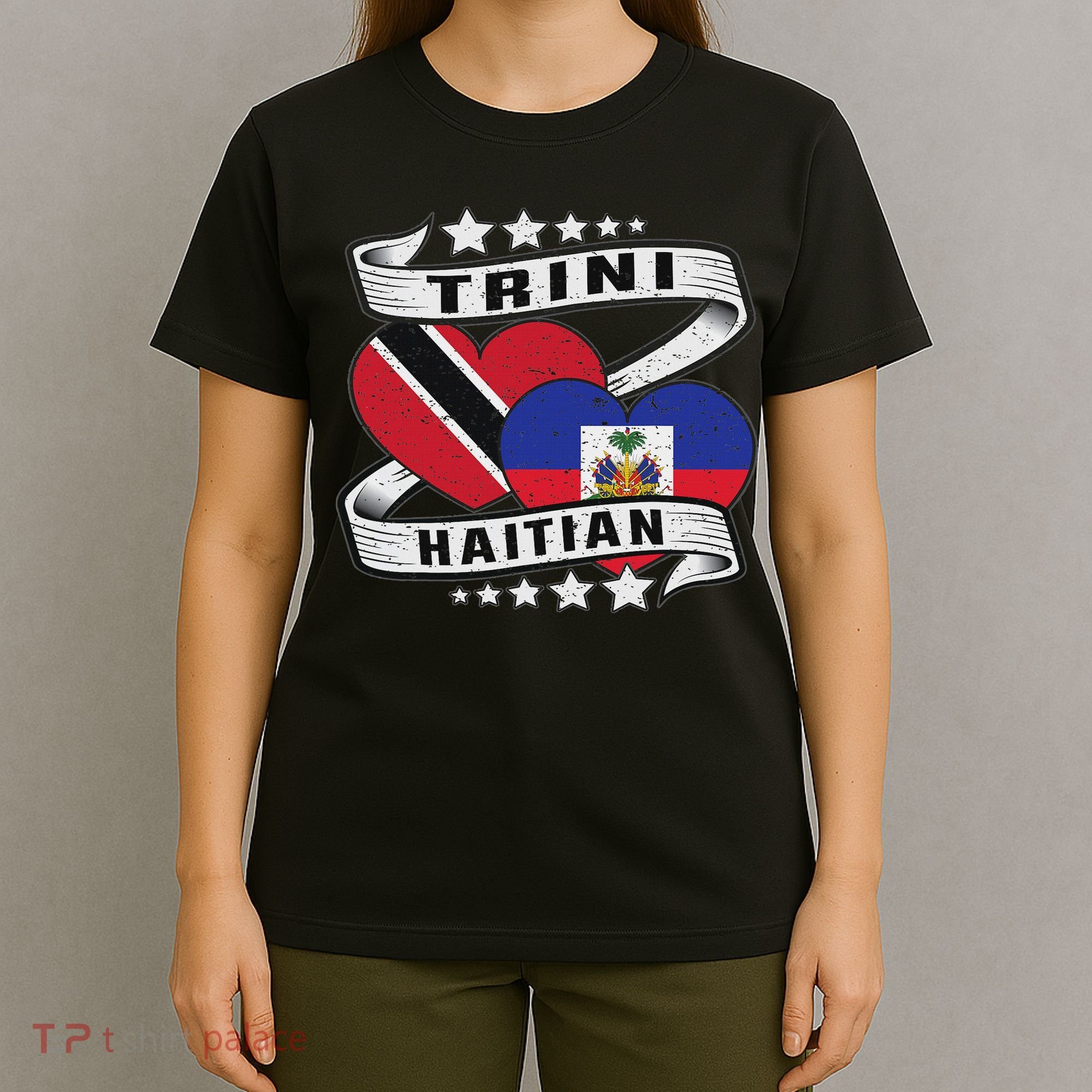 Haitian And Trini Half Trinidad & Tobago Haiti Flag T-Shirt