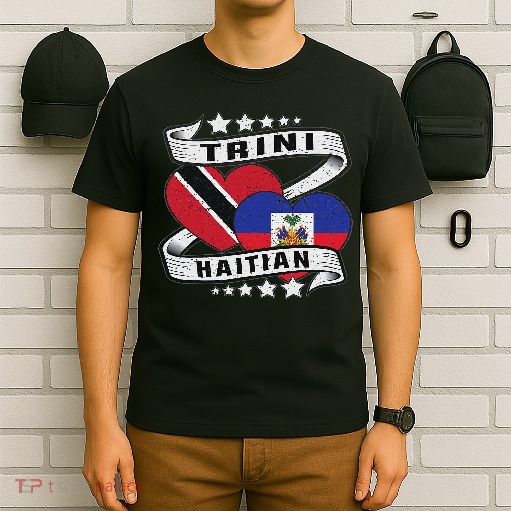 Haitian And Trini Half Trinidad & Tobago Haiti Flag T-Shirt