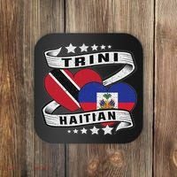 Haitian And Trini Half Trinidad & Tobago Haiti Flag Coaster thumb 0